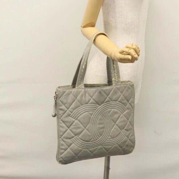 CHANEL Tote Bag Patent leather Gray CC Auth - Picture 1 of 15